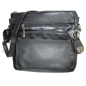 *Giani Bernini Black Leather Shoulder Bag 'Everything in its Place' - NWT